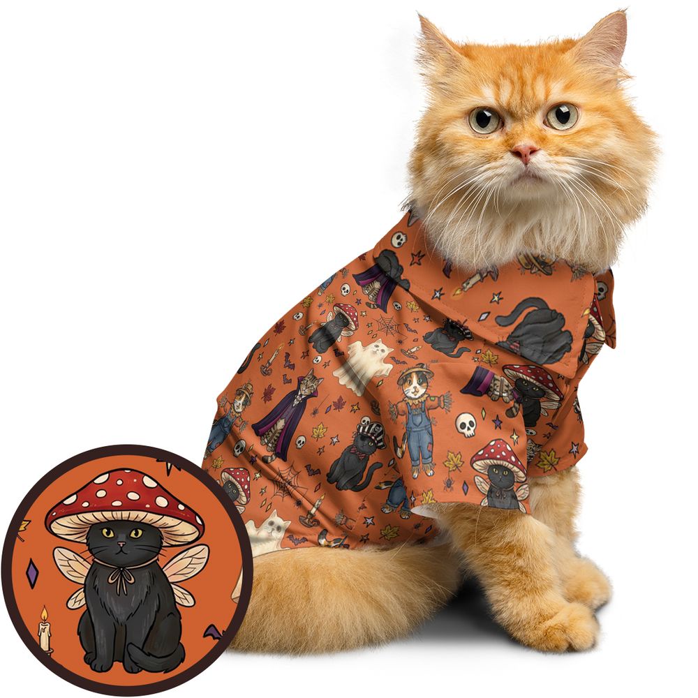 Feline Fright Fest Pet Hawaiian Shirt -  - 1