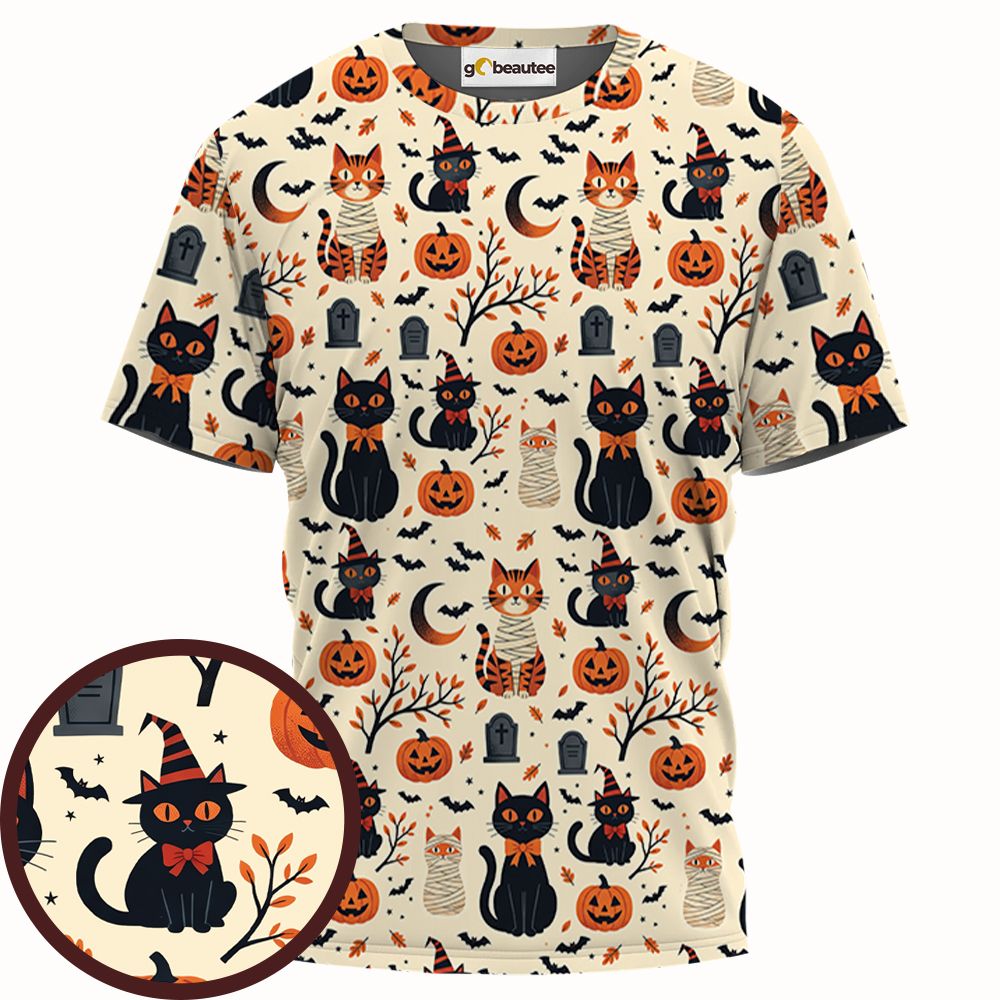 Vintage Halloween Witch &amp; Mummy Cats -  - 1