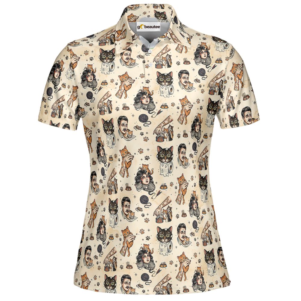 Cat Mom Cat Dad Full Print Polo Shirt - Women - 2