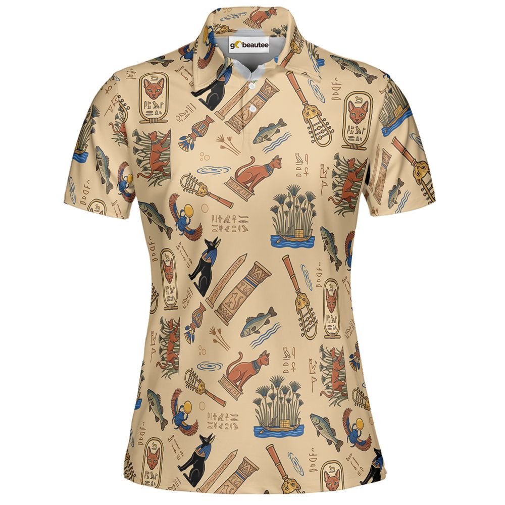 Ancient Egypt cat Full Print Polo Shirt - Women - 2