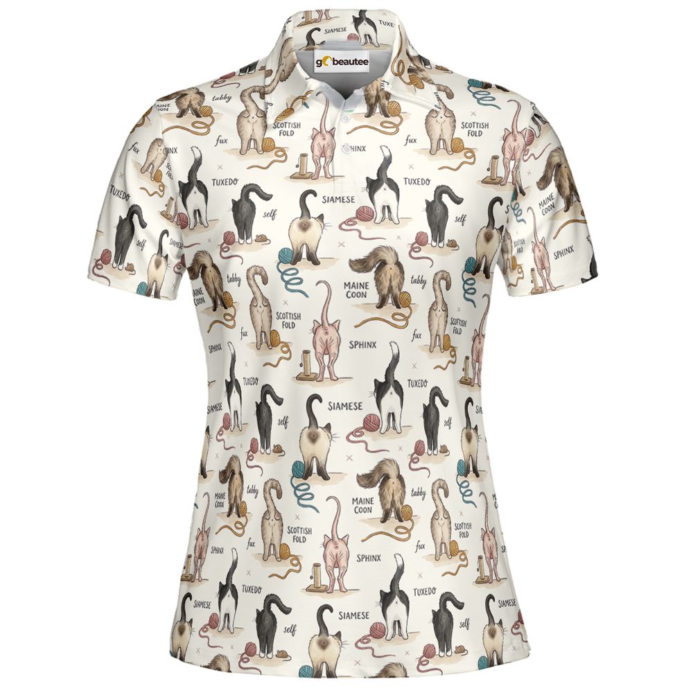 Funny Cat Butts Breed Chart Full Print Polo Shirt - Women - 2