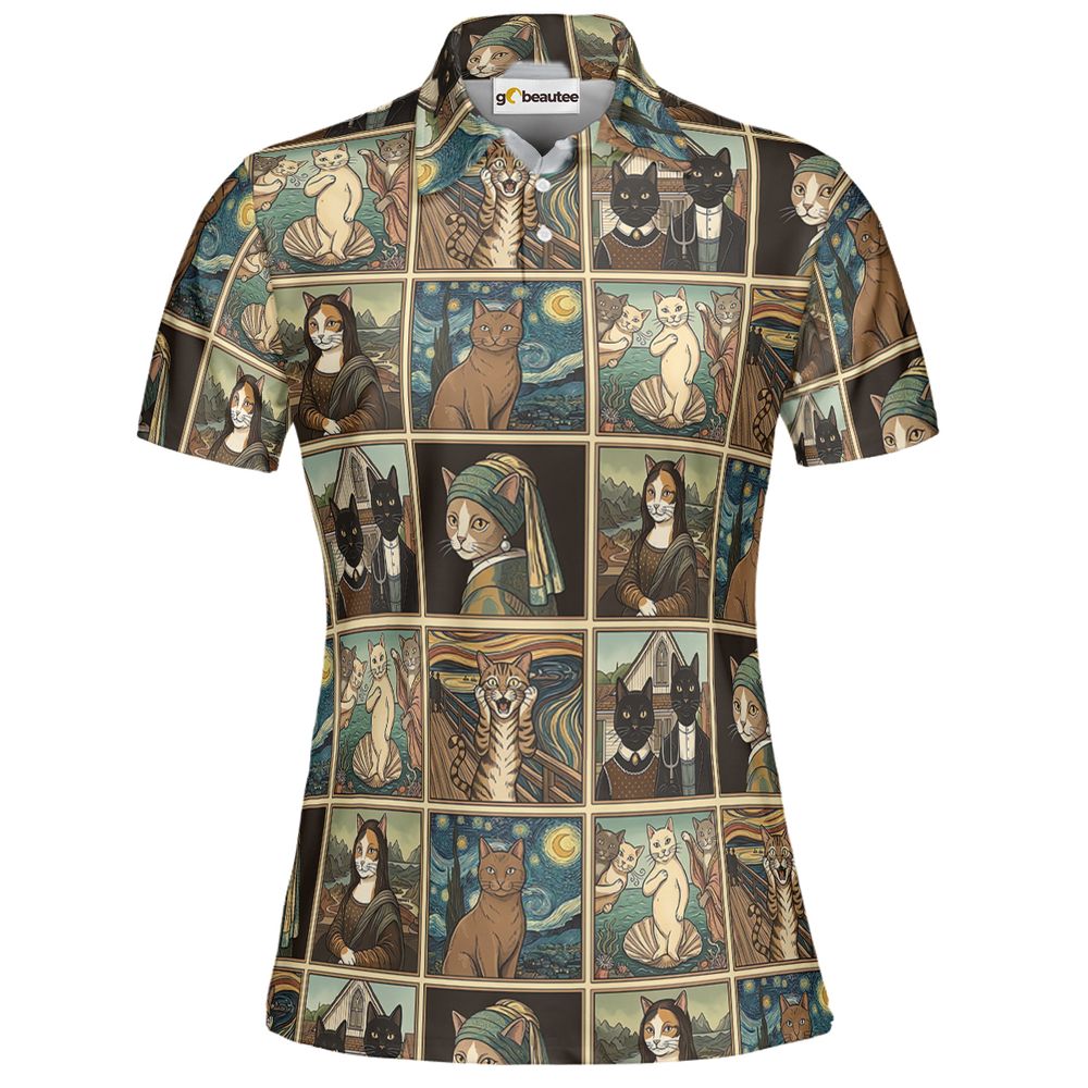 Cats in Arts Full Print Polo Shirt - Women - 2