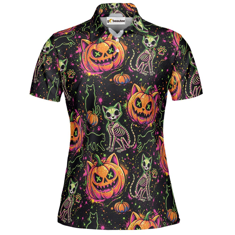 Neon Skeleton Cats & Pumpkins - Women - 2