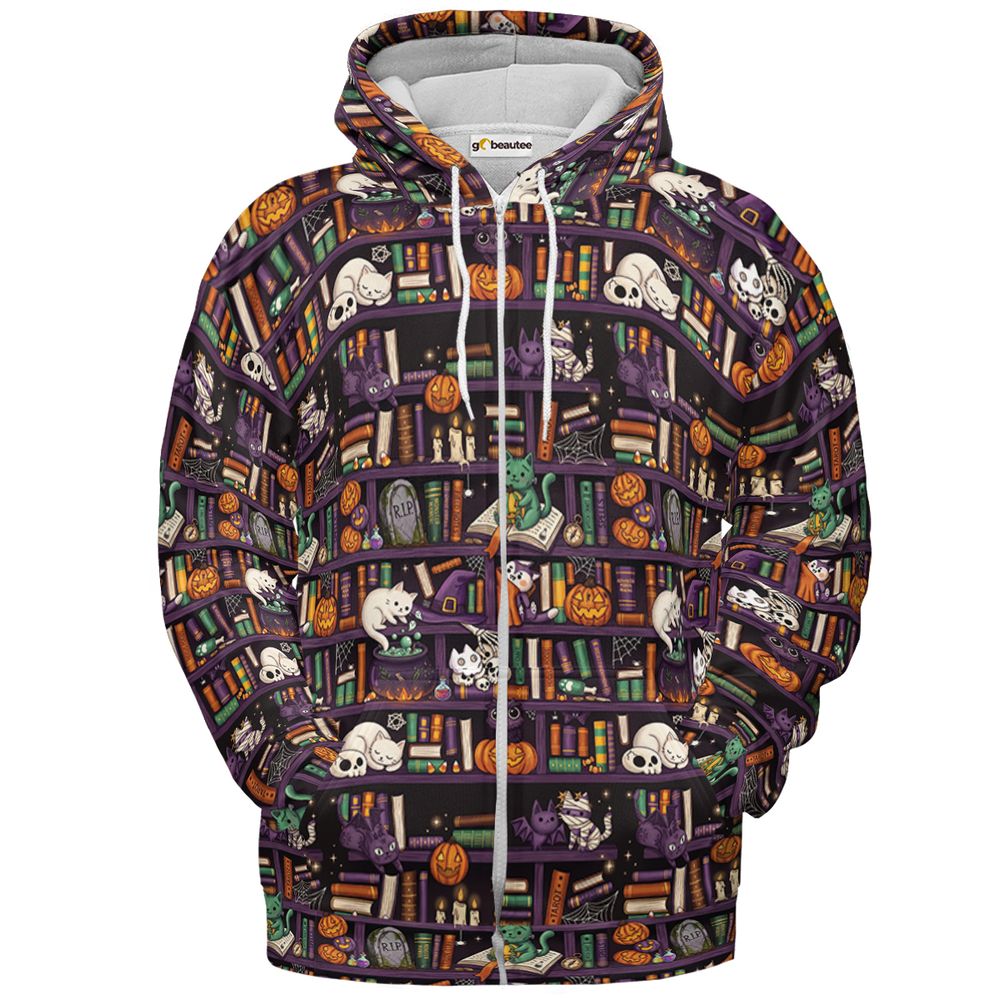 Witchy Cat Library - Zip Hoodie - 2