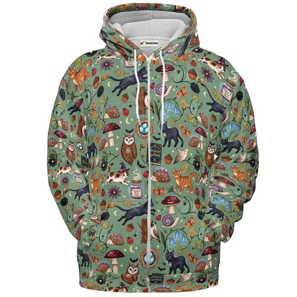 Witchy Cats & The Enchanted Garden - Zip Hoodie - 2