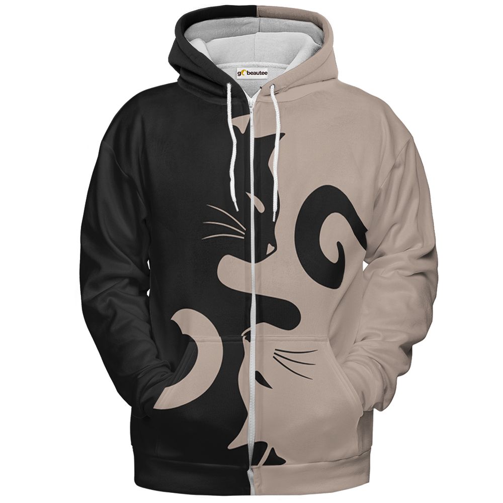 Lavender Spooky Halloween Cat Magic Full Print Hoodie - Zip Hoodie - 2