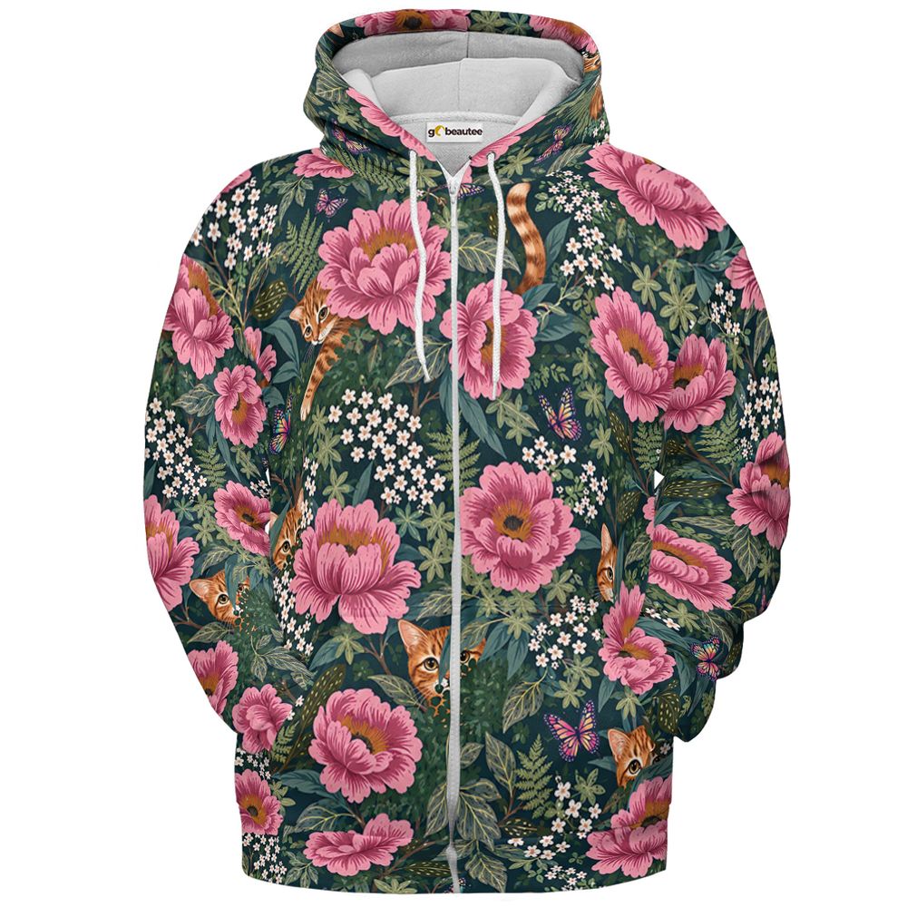 Midnight Peony Playground - Zip Hoodie - 2