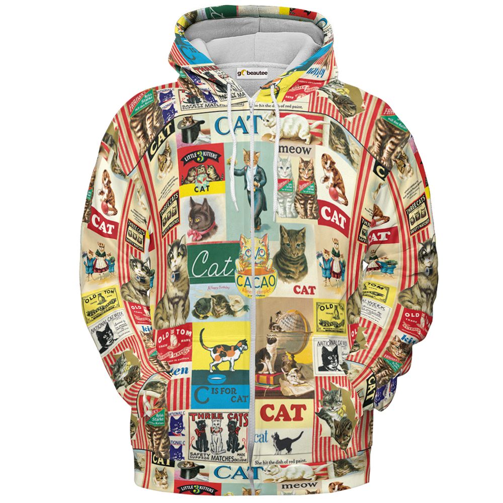 Musical Cats Playing Instruments Band Full Print Hoodie - Zip Hoodie - 2