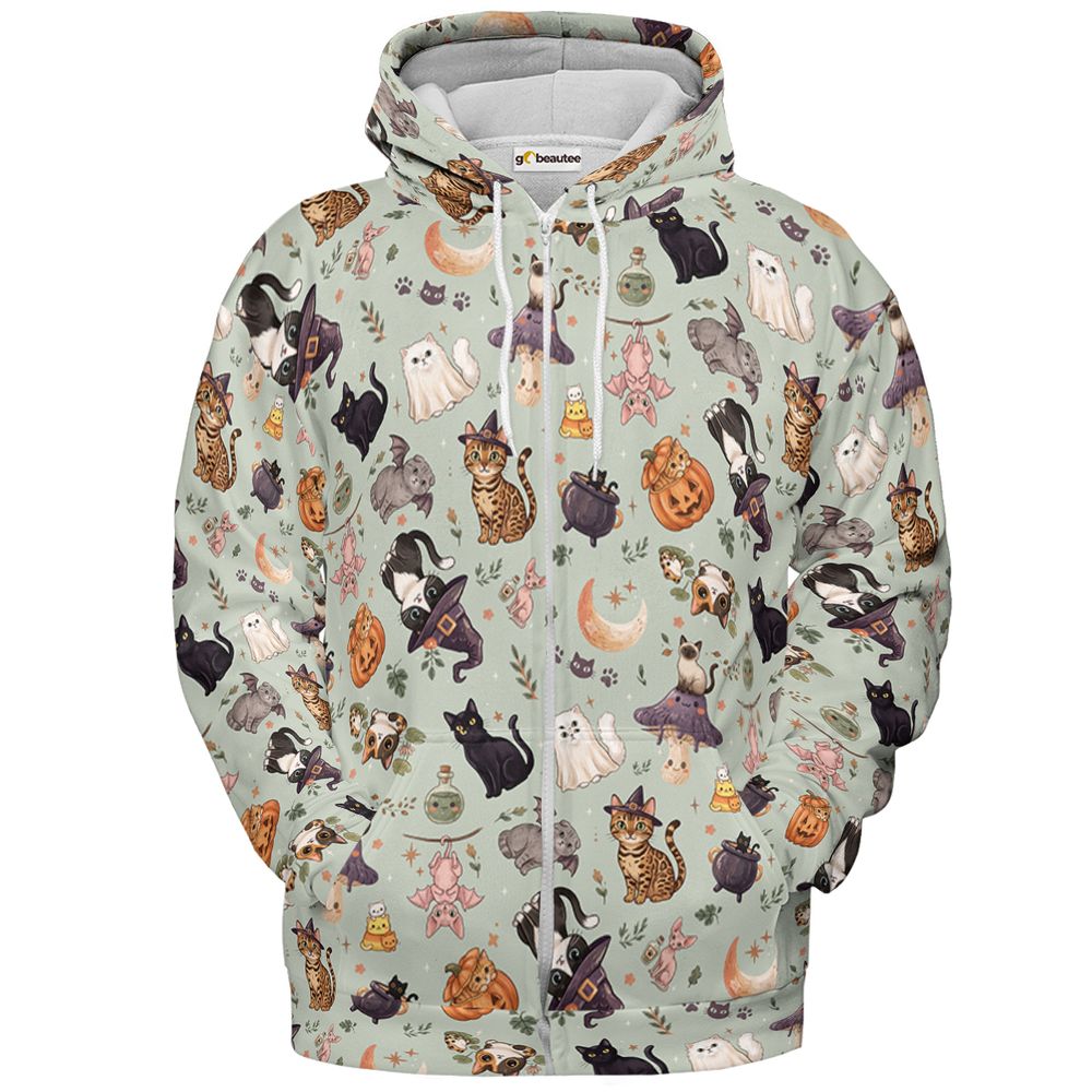 Whimsical Cats of Hallows' Eve - Zip Hoodie - 2