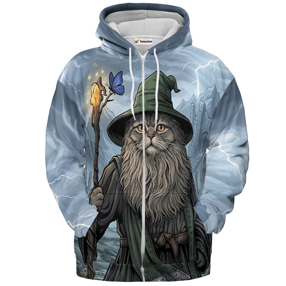 Wizard Cat Full Print Hoodie - Zip Hoodie - 2