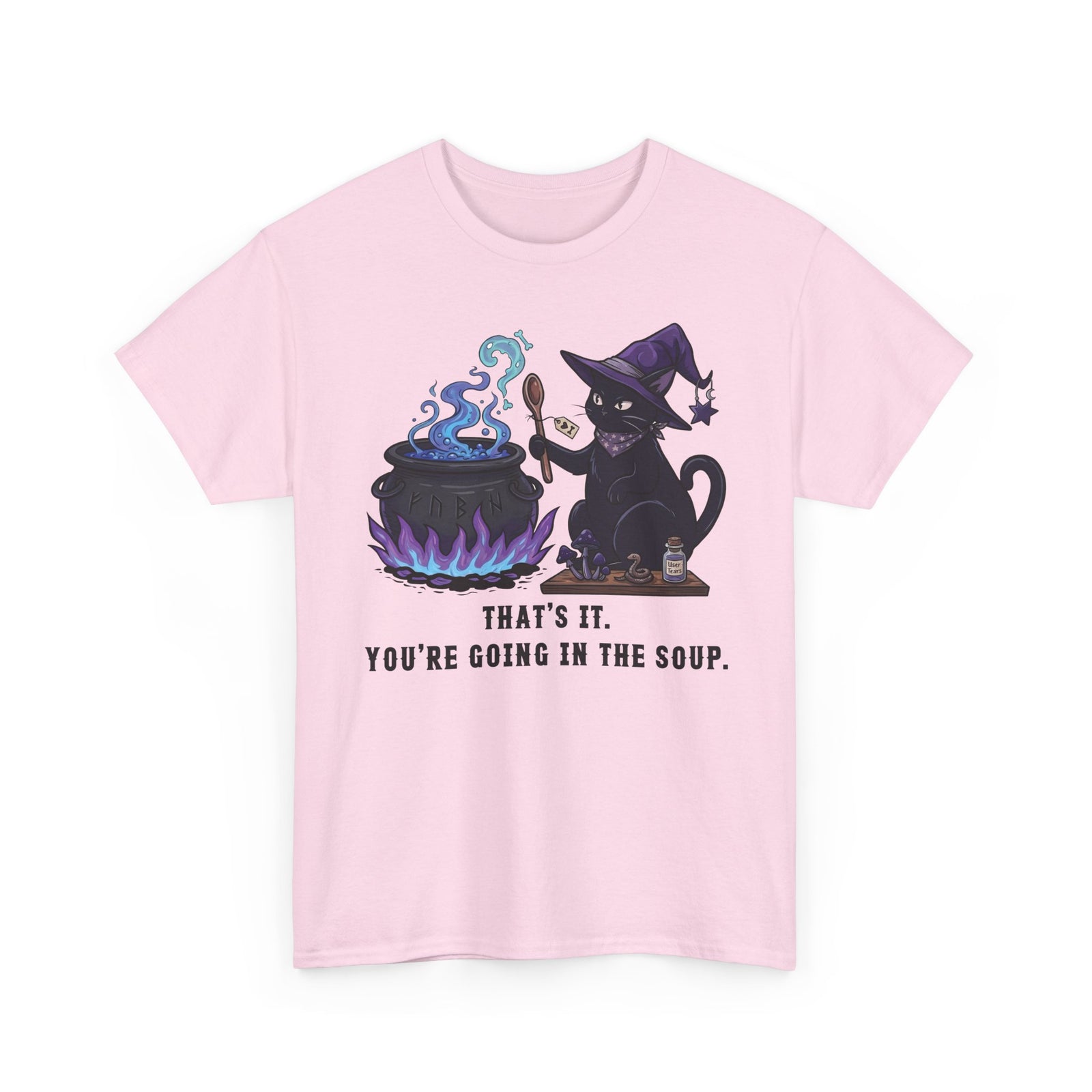 Black Cat “Purrfect Potion” Tee — Witchy Cat Graphic T-Shirt