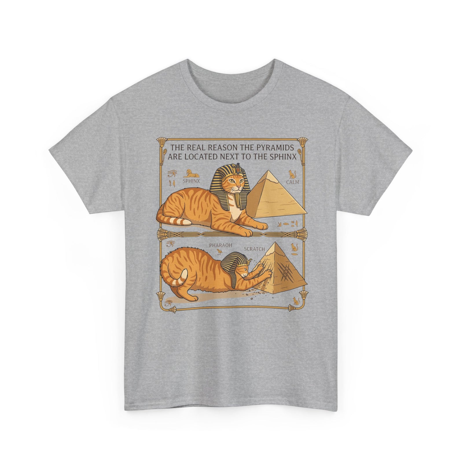 Funny Cat Pyramids Sphinx T-Shirt Ancient Egypt Scratching Design