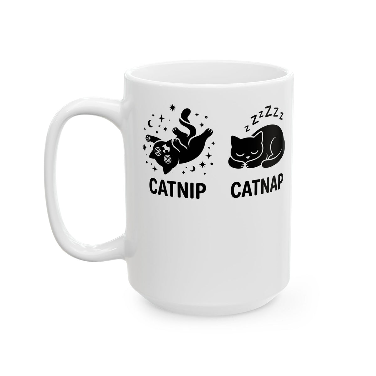 Catnip Catnap Cat Ceramic Mug — Cute Cat Nap Graphic Mug