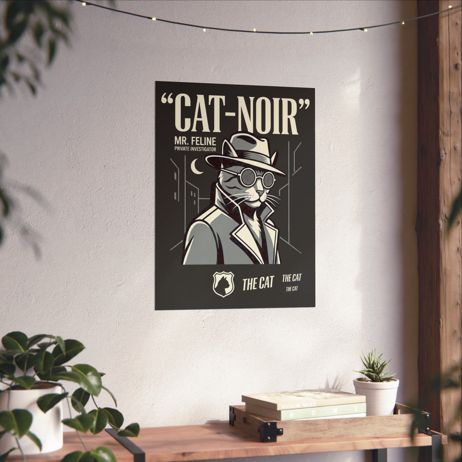 Detective Cat Poster — Vintage Noir Graphic Poster