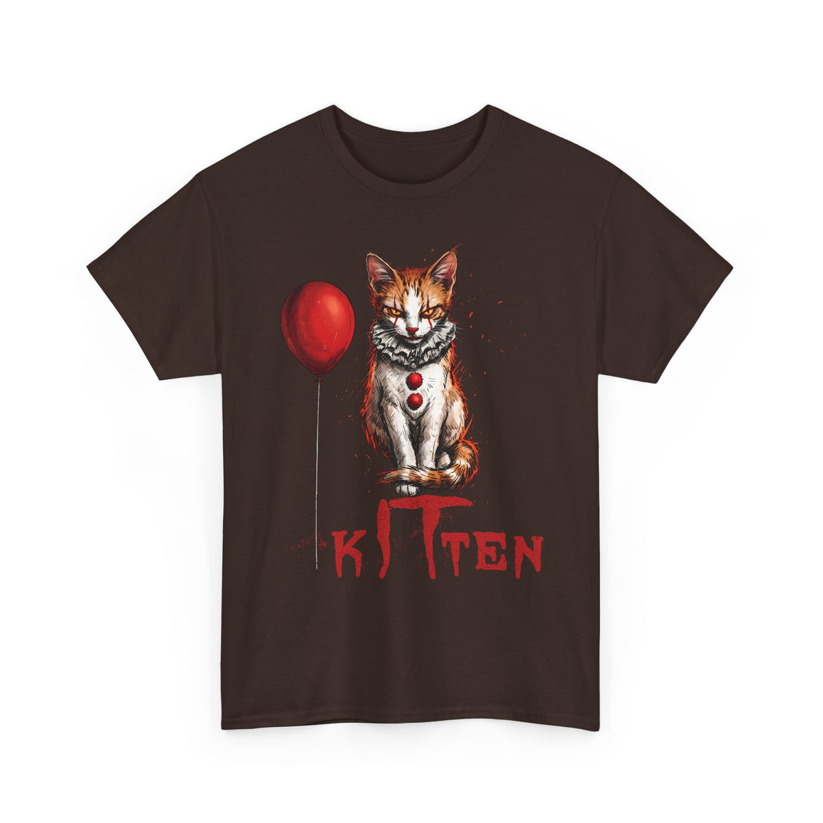 KITTEN Horror Clown T-Shirt — Spooky Orange Tabby Clown Cosplay Apparel