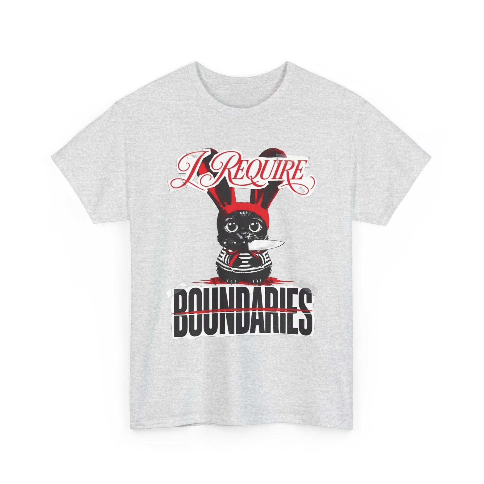 I Require Boundaries T-Shirt — Funny Creepy Cute Cat Knife Tee
