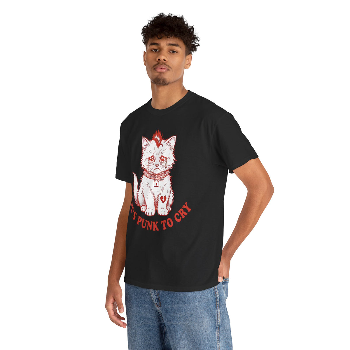 It's Punk To Cry Cat Tee — Cute Punk Cat Graphic T-Shirt