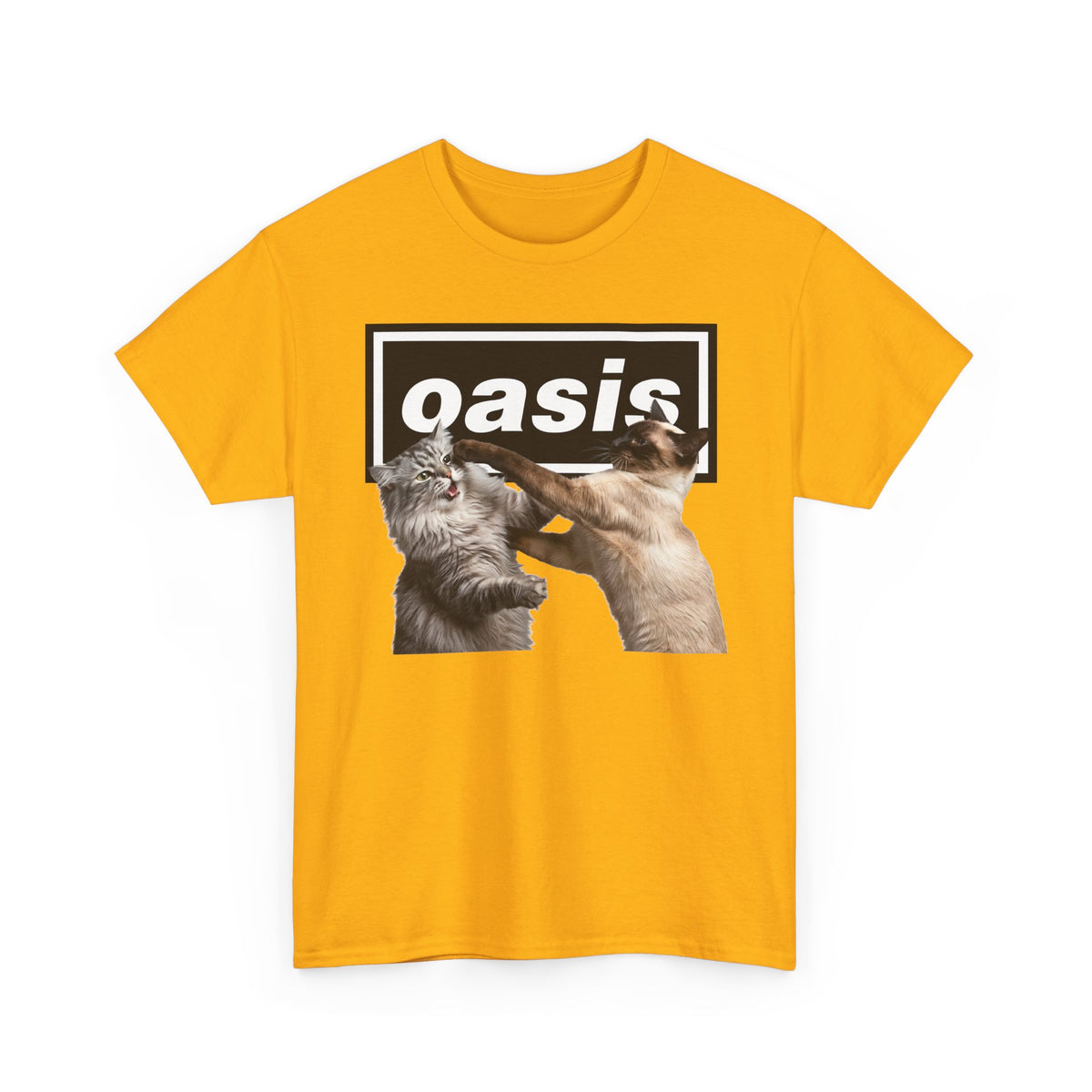 Oasis Cat Fight T-Shirt — Desert Cat Battle Graphic Tee