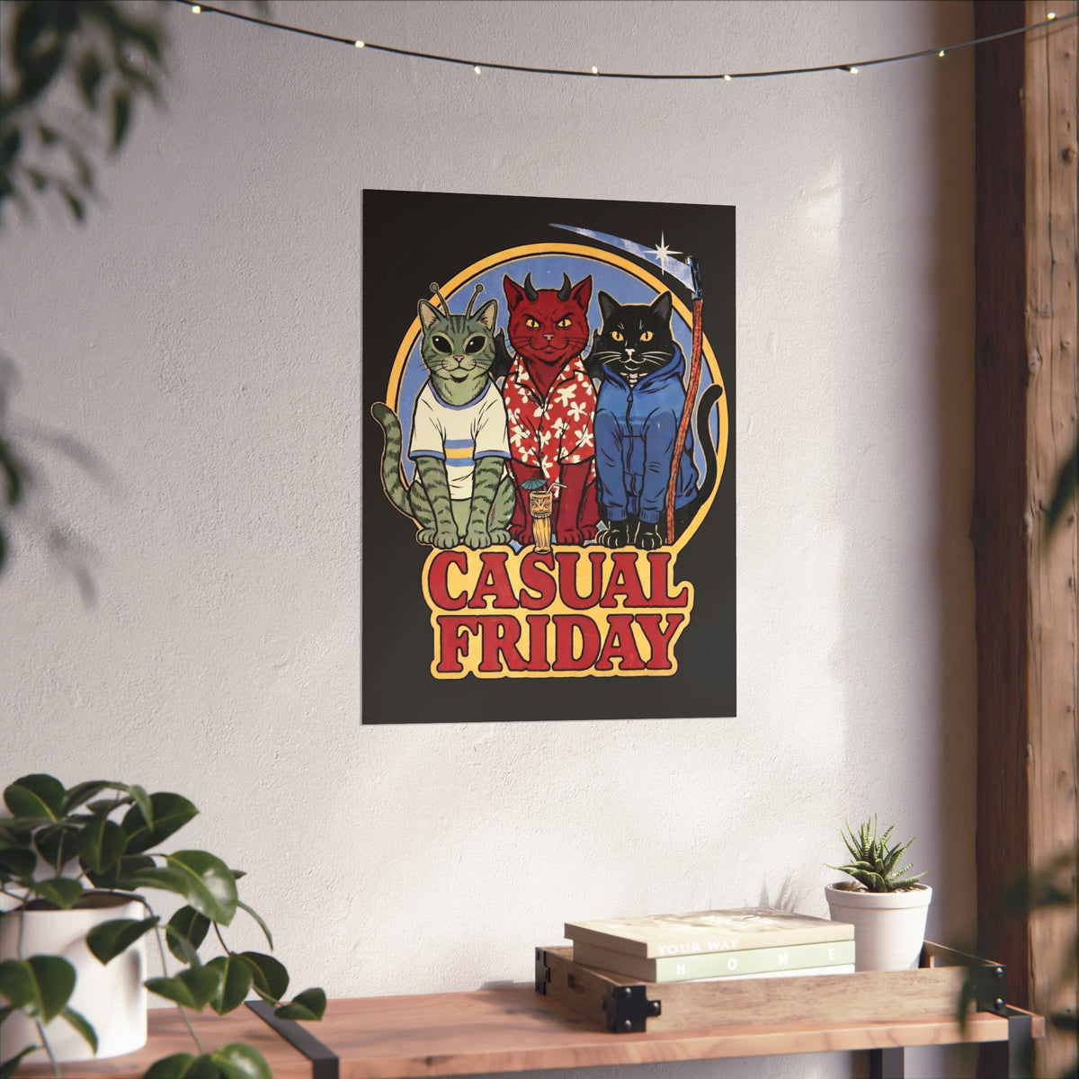 Casual Friday Cat Poster — Funny Alien Devil Grim Reaper Poster