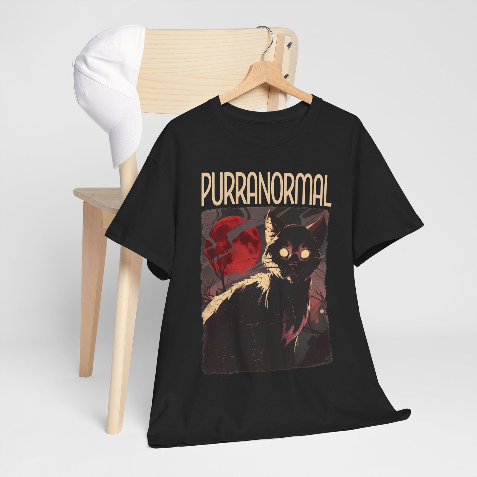 Purranormal Black Cat T-Shirt — Spooky Blood Moon Ghost Cat Tee