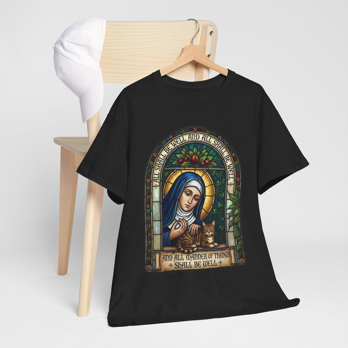 Stained Glass Saint Teresa T-Shirt – “And Full Knowledge of Things, I Shall Be Quiet”