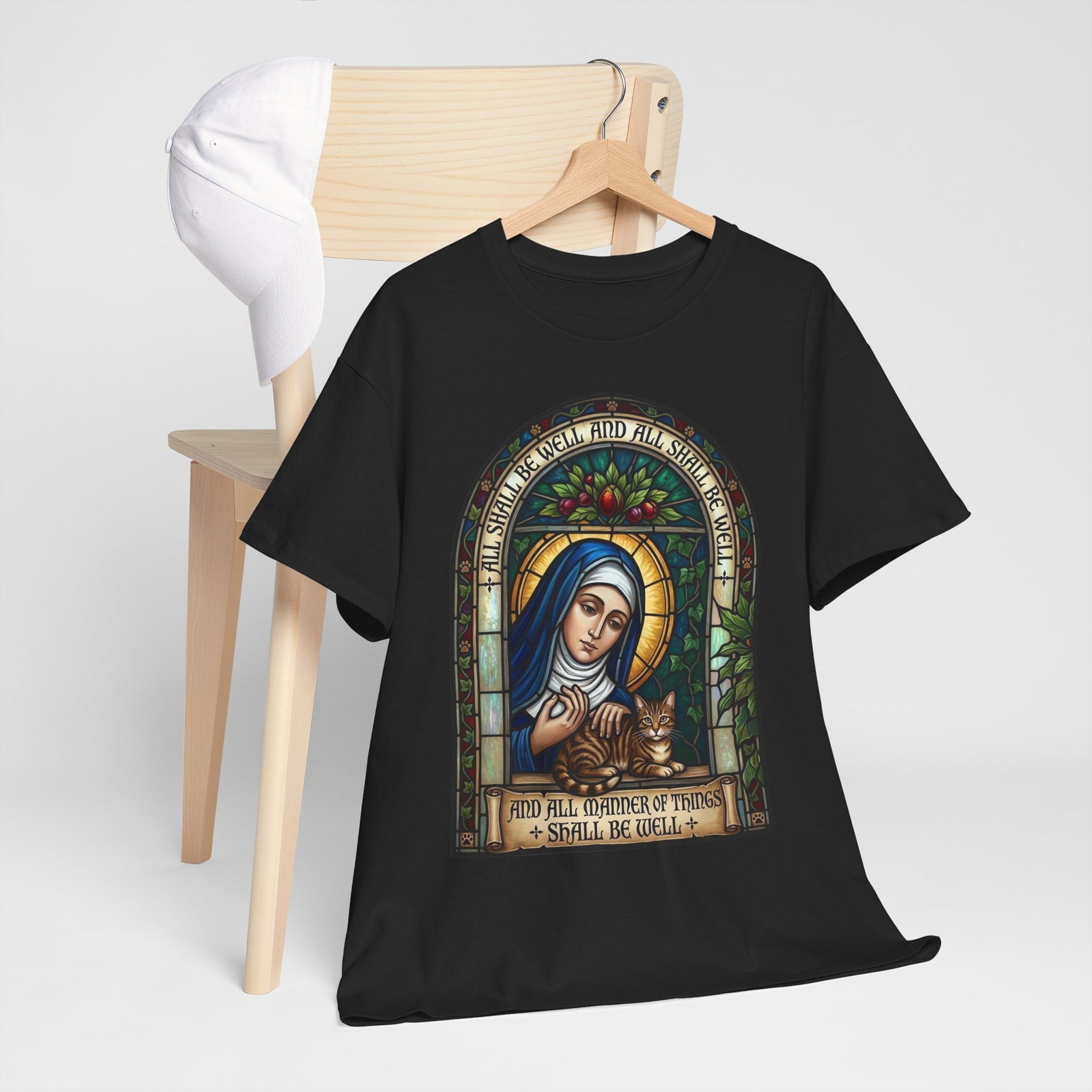 Stained Glass Saint Teresa T-Shirt – “And Full Knowledge of Things, I Shall Be Quiet”