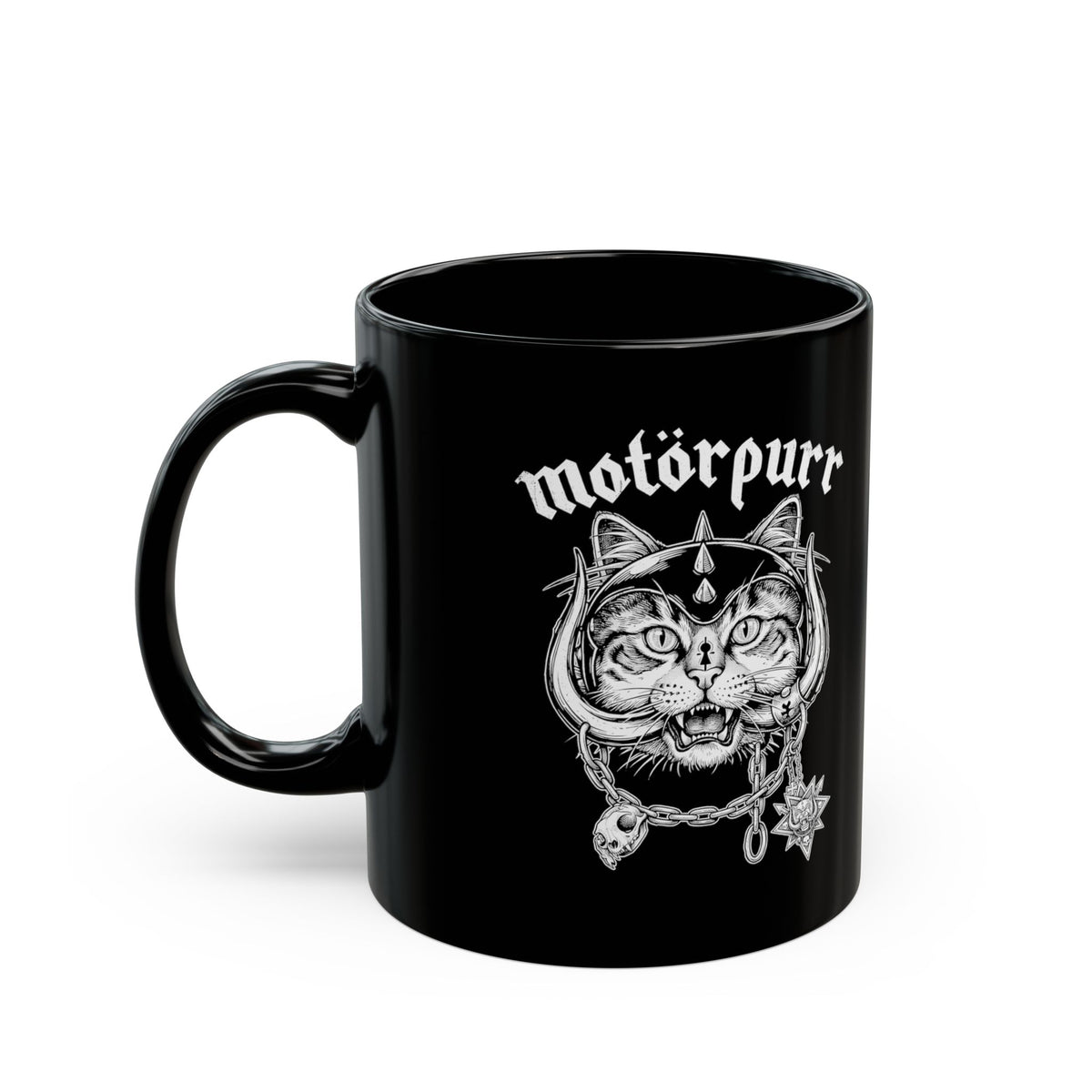 Heavy Metal Cat "Motorpurr" Black Mug