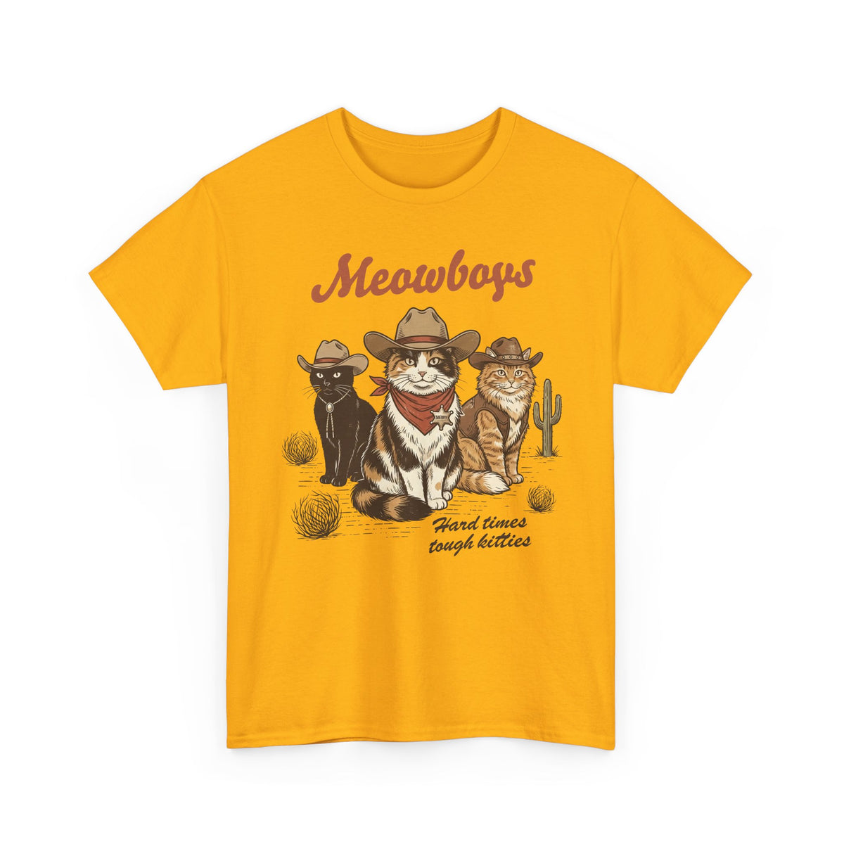 Meowboys Cat Cowboy T-Shirt — Funny Western Cat Tee for Cat Lovers