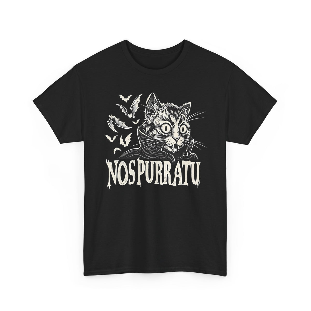 Nosferatu Cat T-Shirt — "Nospurratu Cat Nosferatu" Gothic Vampire Cat Tee