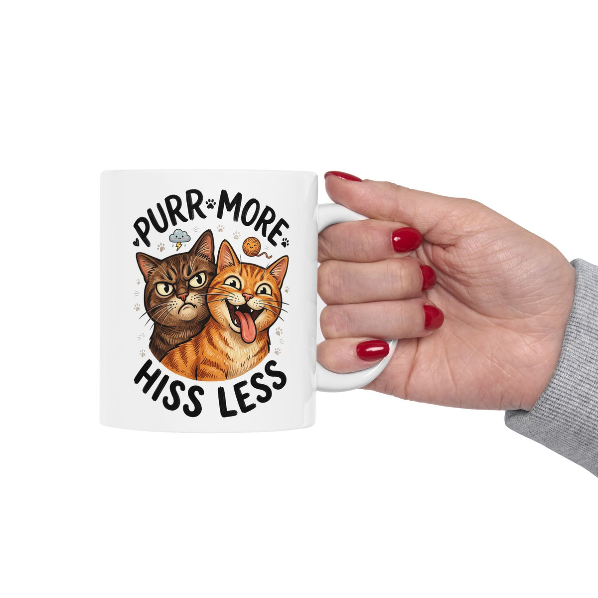 Purr More Hiss Less Cat Ceramic Mug