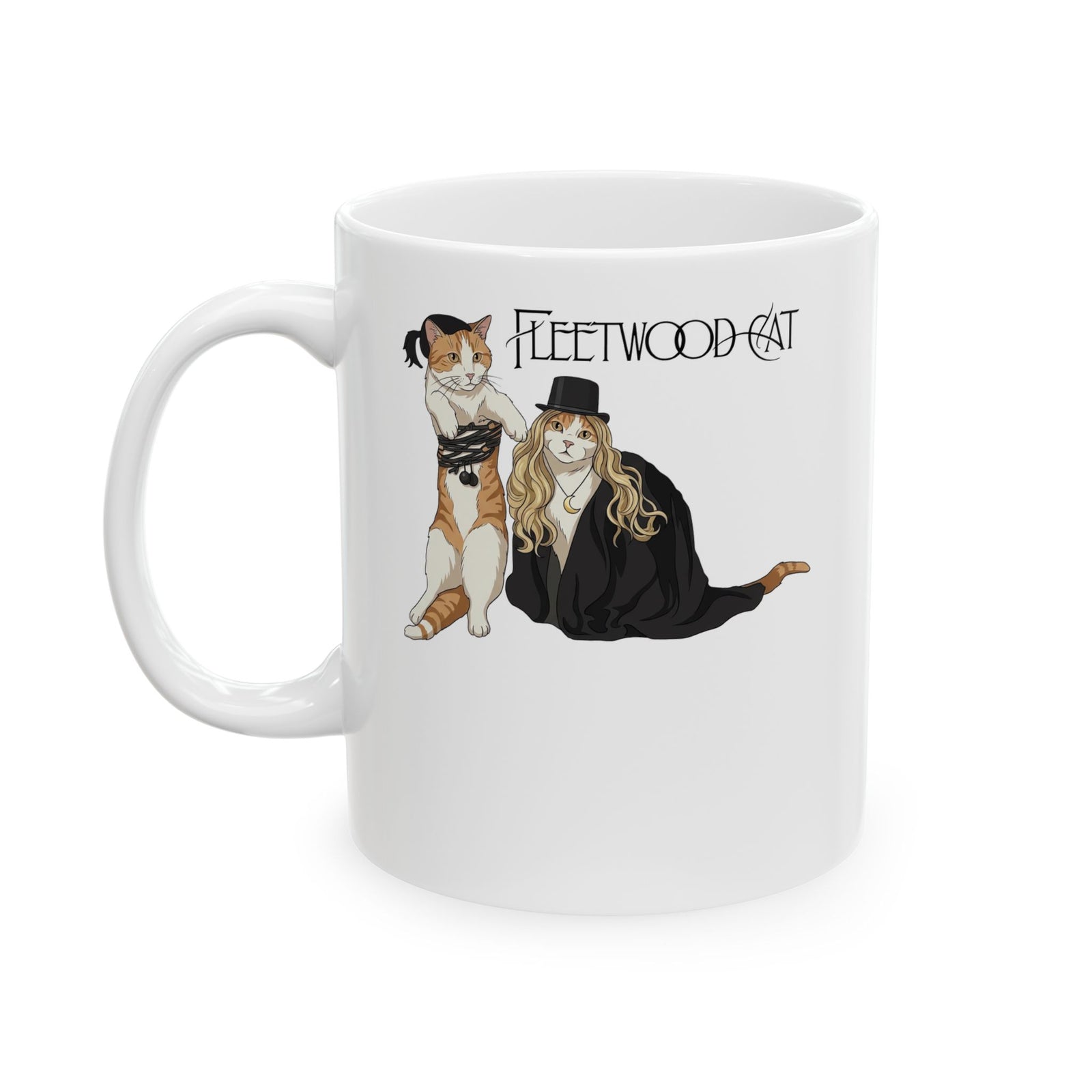 Fleetwood Cat Ceramic Mug – Vintage Band-Inspired Cat Graphic Mug