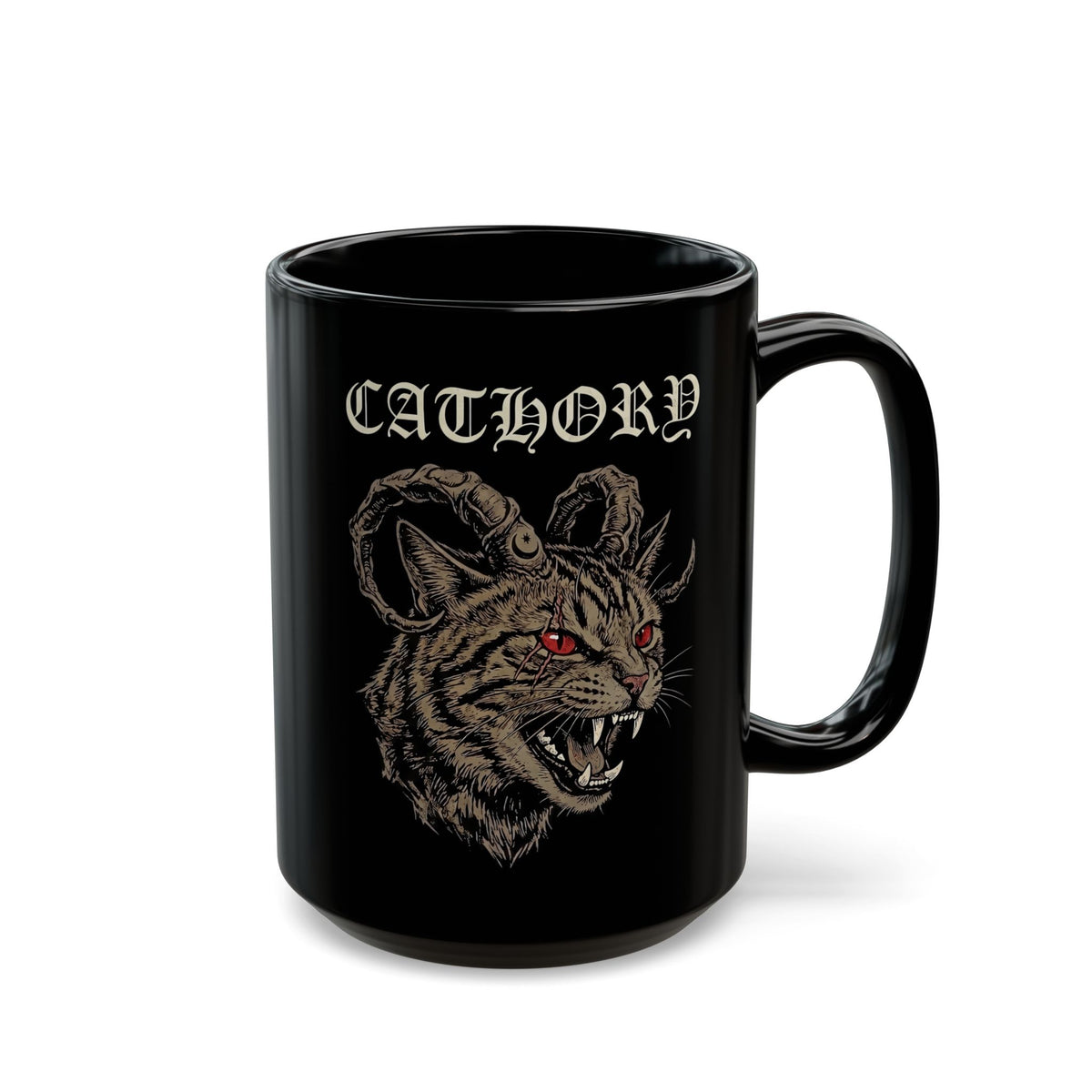 Catlord Black Mug — Gothic Cat King Graphic Mug