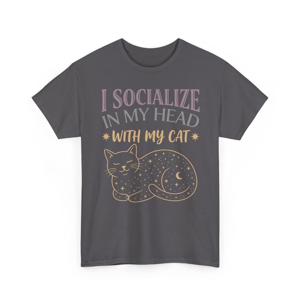 I Socialize in My Head With My Cat T-Shirt — Funny Cat Lover Tee