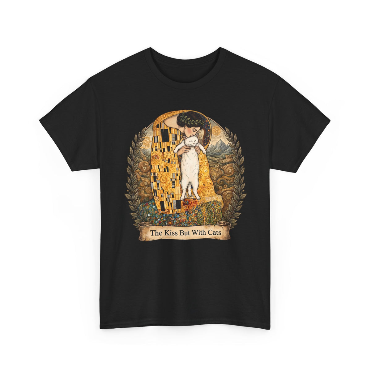 The Kiss But With Cats T-Shirt — Gustav Klimt Fine Art Parody Tee