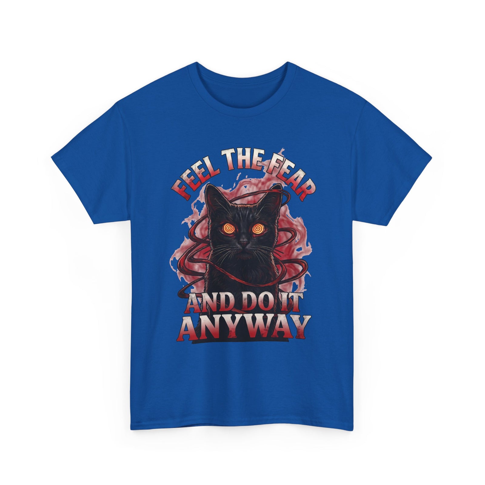 Feel The Fear And Do It Anyway T-Shirt — Hypnotic Black Cat Horror Graphic