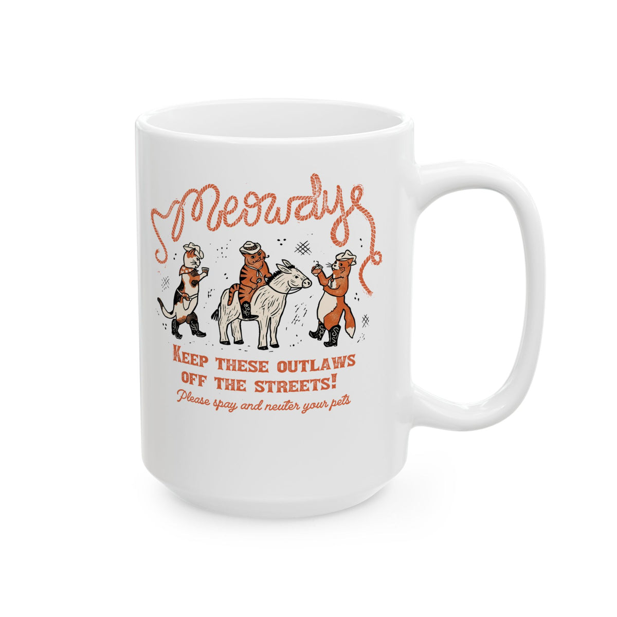 Meowdy Cat Ceramic Mug — Funny Cowgirl Cat Mug