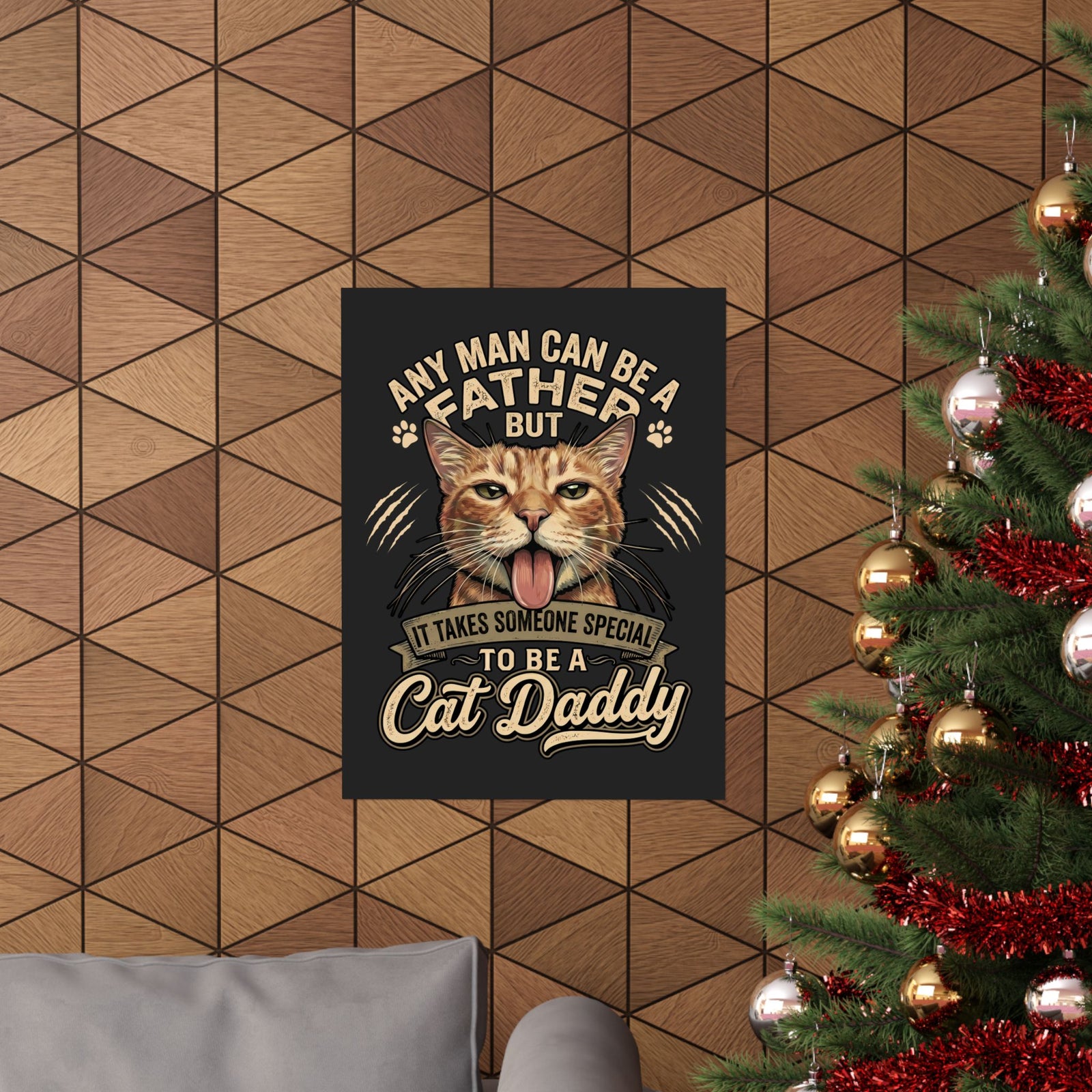 Cat Daddy Father's Day Poster — Funny Orange Tabby Blep Graphic Poster