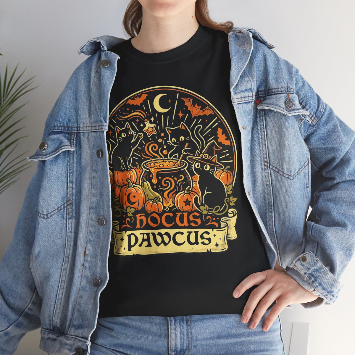 Hocus Pawcus Halloween T-Shirt — Cute Witch Cats Pumpkin Tee