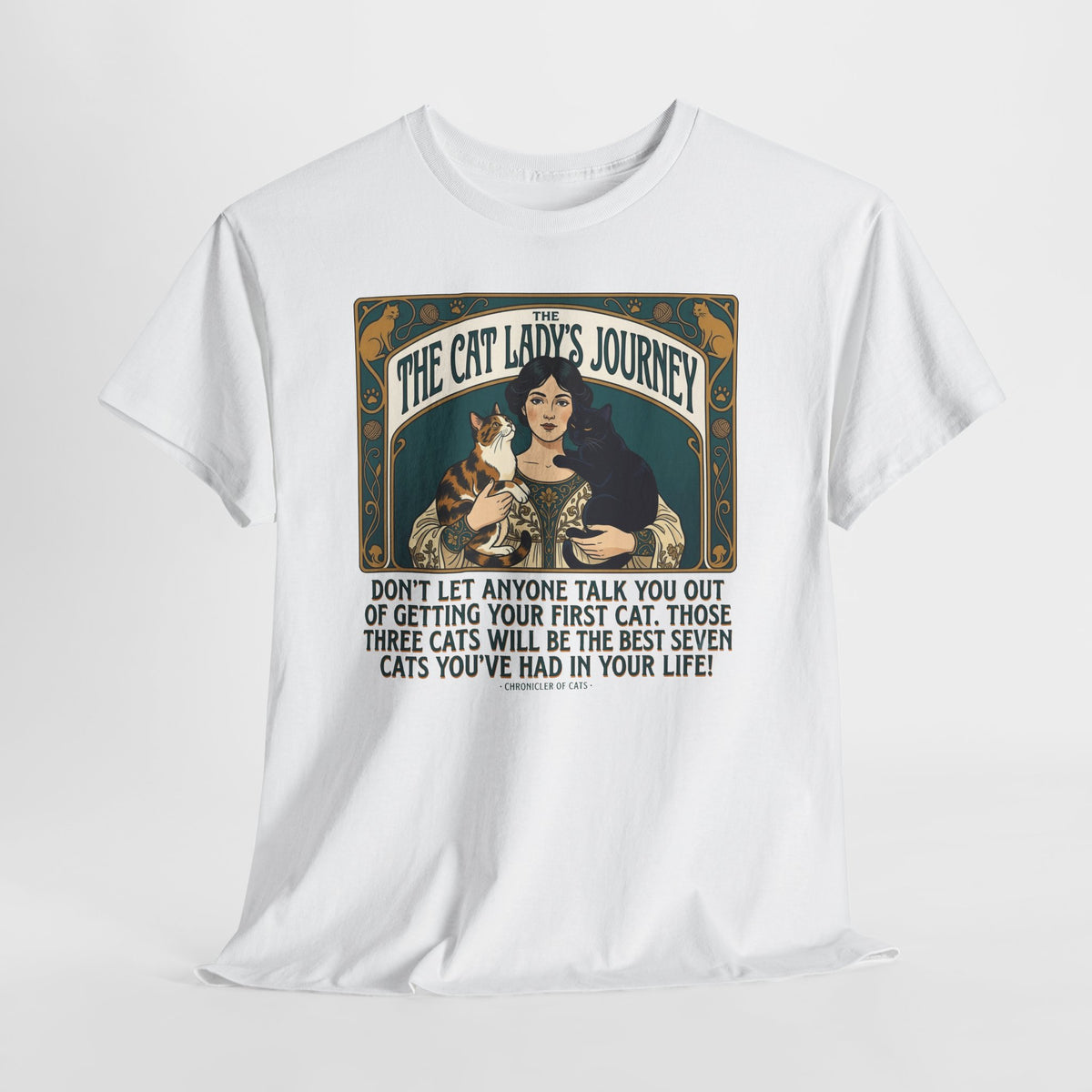 Cat Lady Journey T‑Shirt — "The Cat Lady's Journey" Vintage Cat Lover Tee