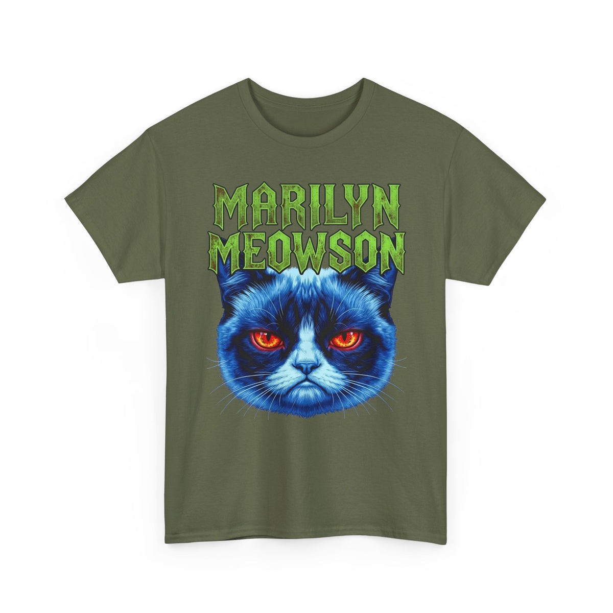 Marilyn Meowson Cat Band Tee — Retro Neon Gothic Graphic T-Shirt