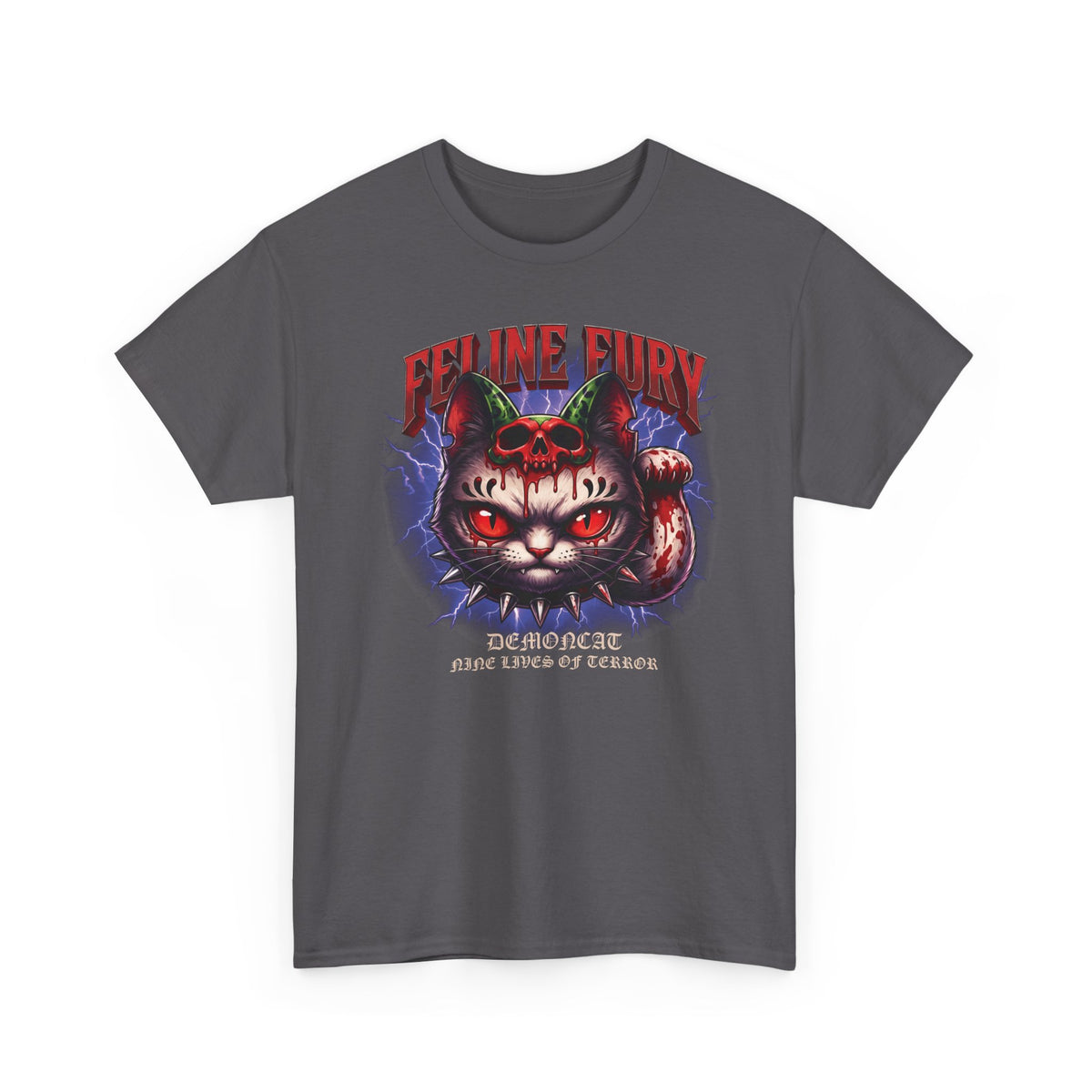 Feline Fury Demoncat T-Shirt — Heavy Metal Horror Gothic Cat Tee