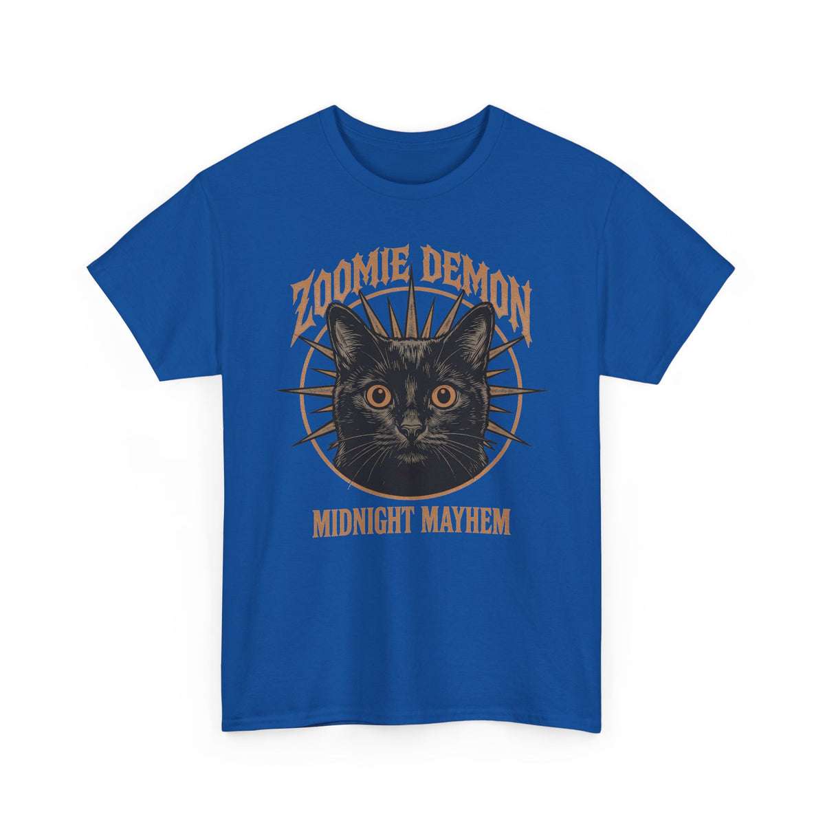 Zoomie Demon Cat T-Shirt — "Midnight Mayhem" Gothic Vintage Band Tee