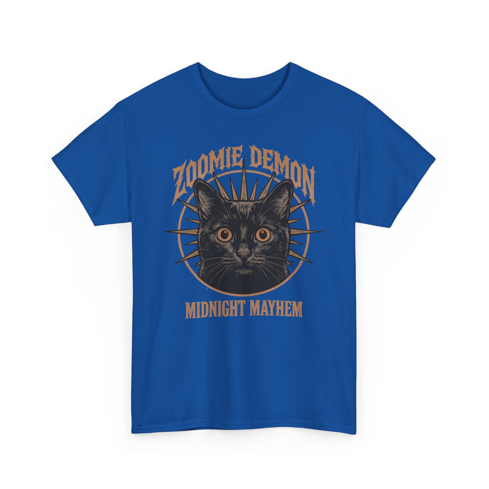 Zoomie Demon Cat T-Shirt — "Midnight Mayhem" Gothic Vintage Band Tee