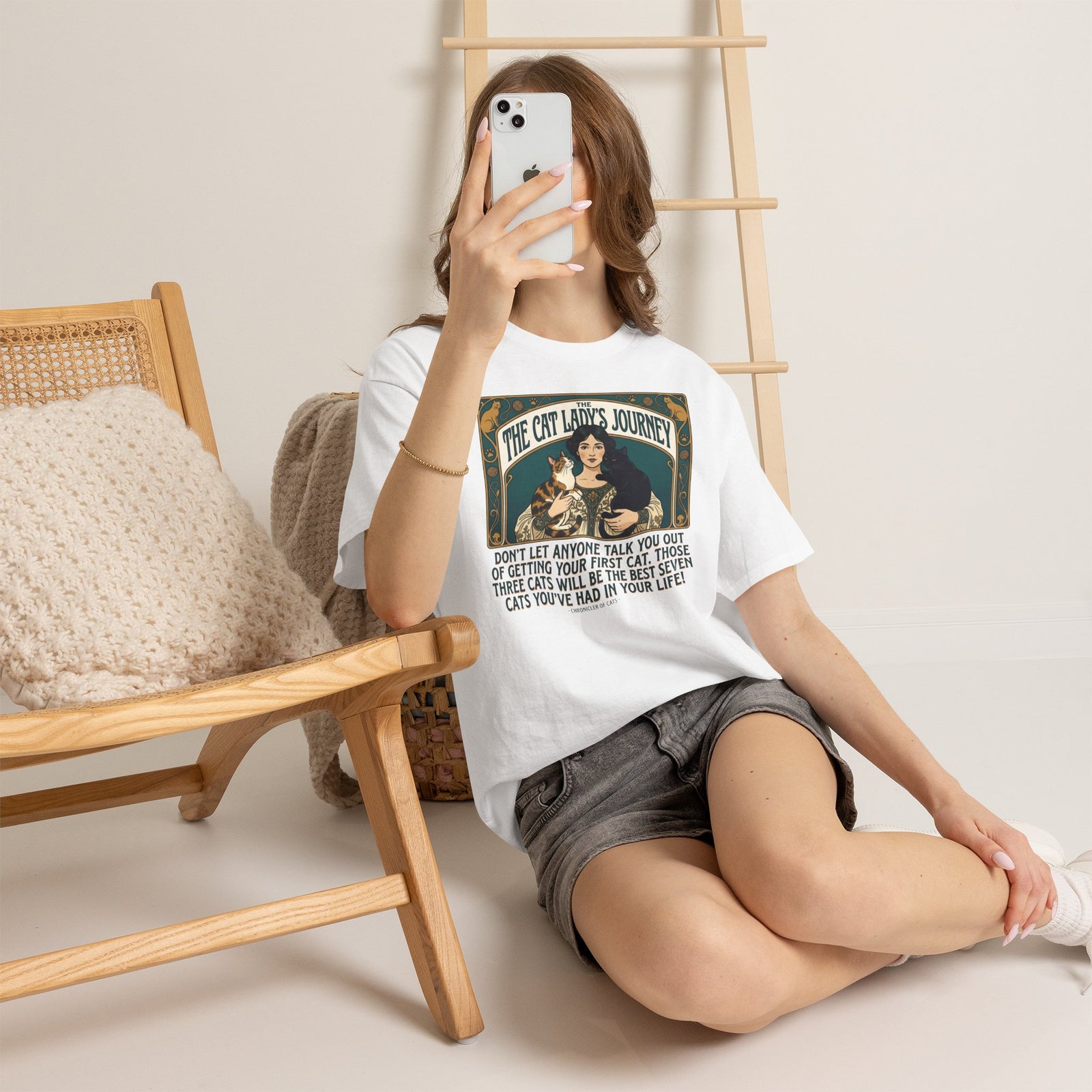 Cat Lady Journey T‑Shirt — "The Cat Lady's Journey" Vintage Cat Lover Tee