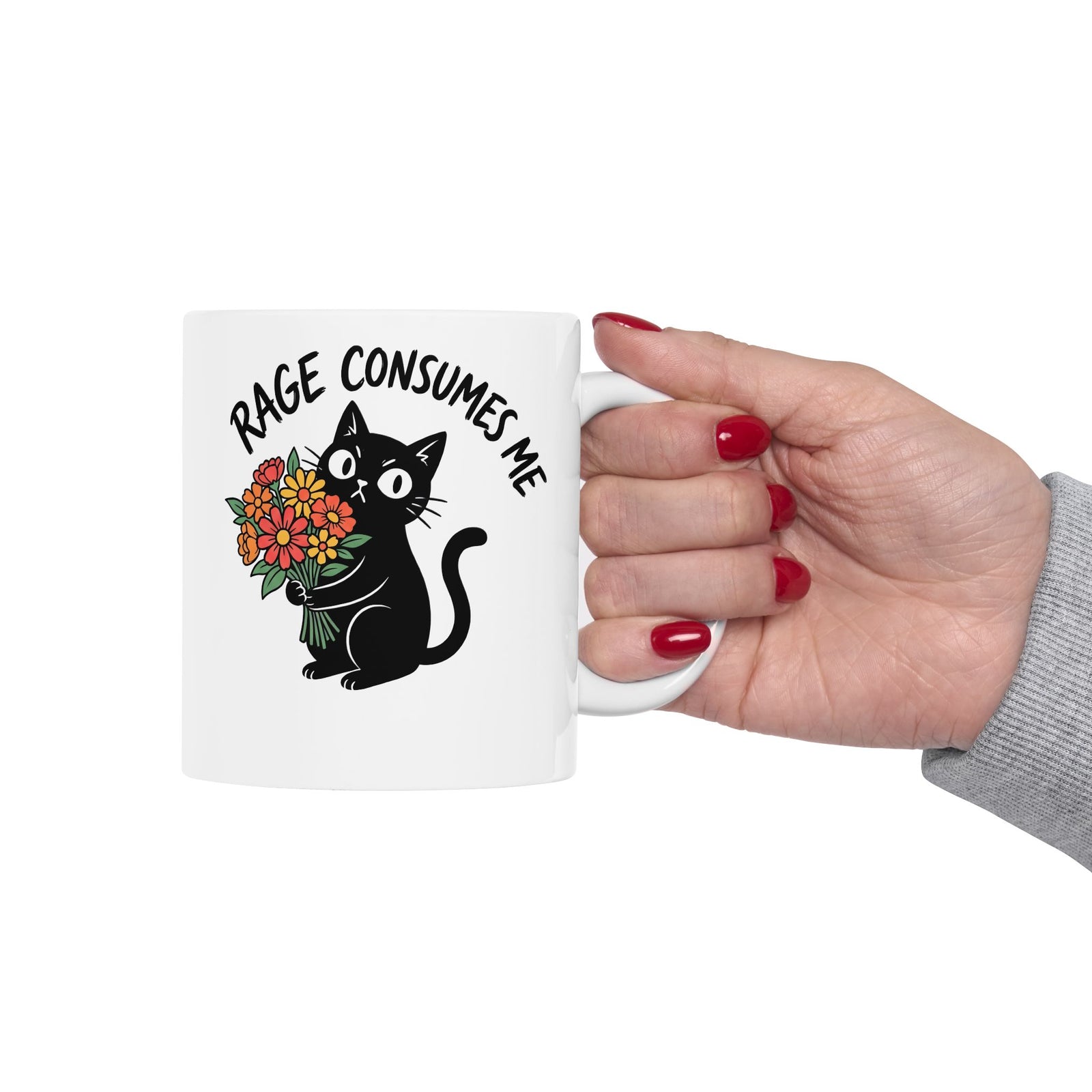 Rage Consumes Me Cat Ceramic Mug