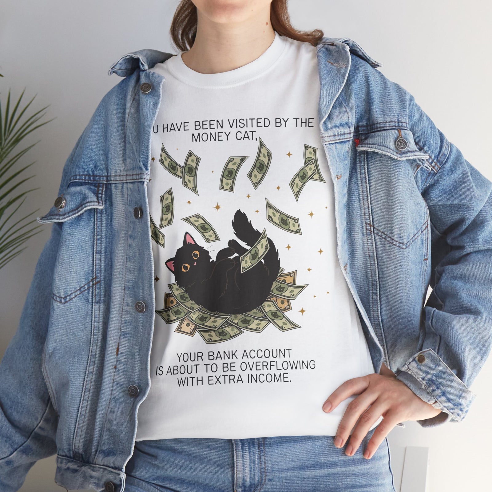 Money Cat T‑Shirt 'You Have Been Visited by the Money Cat' Lucky Cash Tee