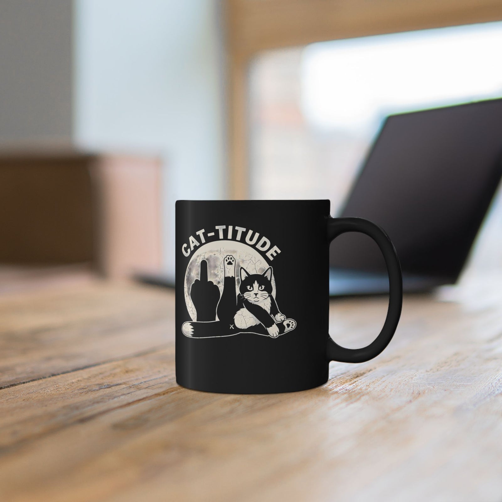 Cattitude Black Mug — Funny Cat Attitude Mug