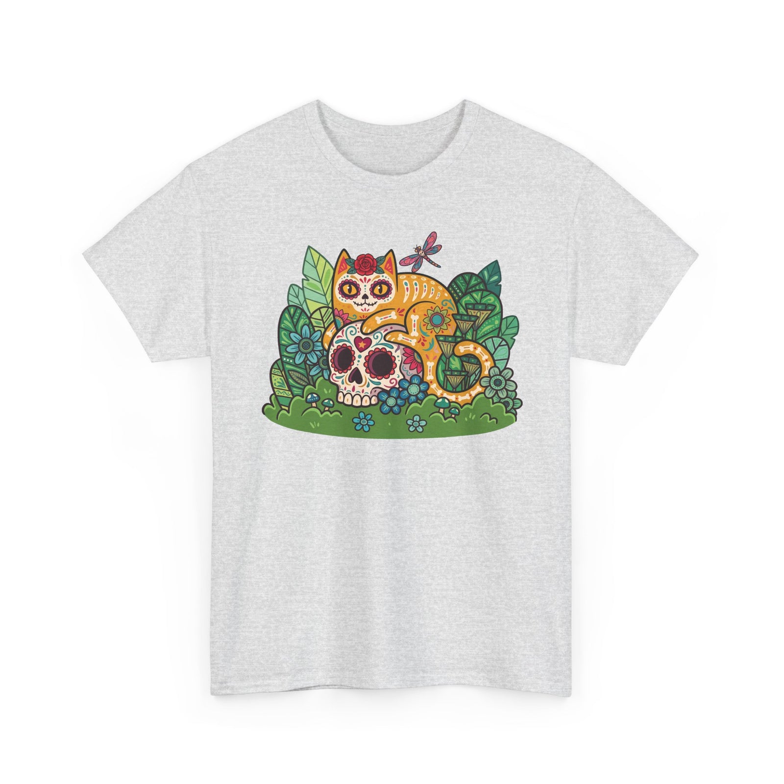 Sugar Skull Cat T-Shirt — Day of the Dead Calavera Feline Tee