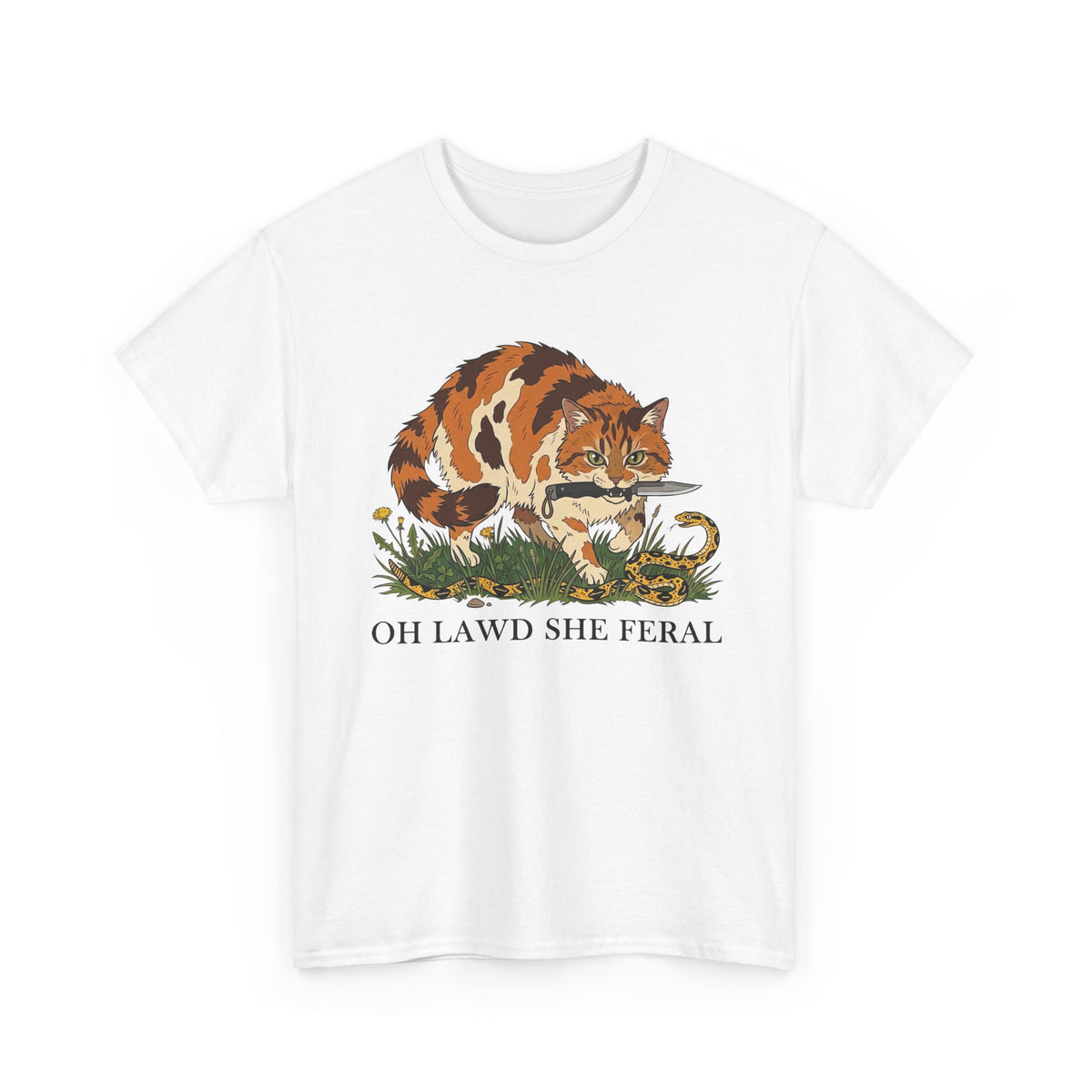 Feral Cats Tee — “Oh Lawd She Feral Cats!” Graphic T-Shirt