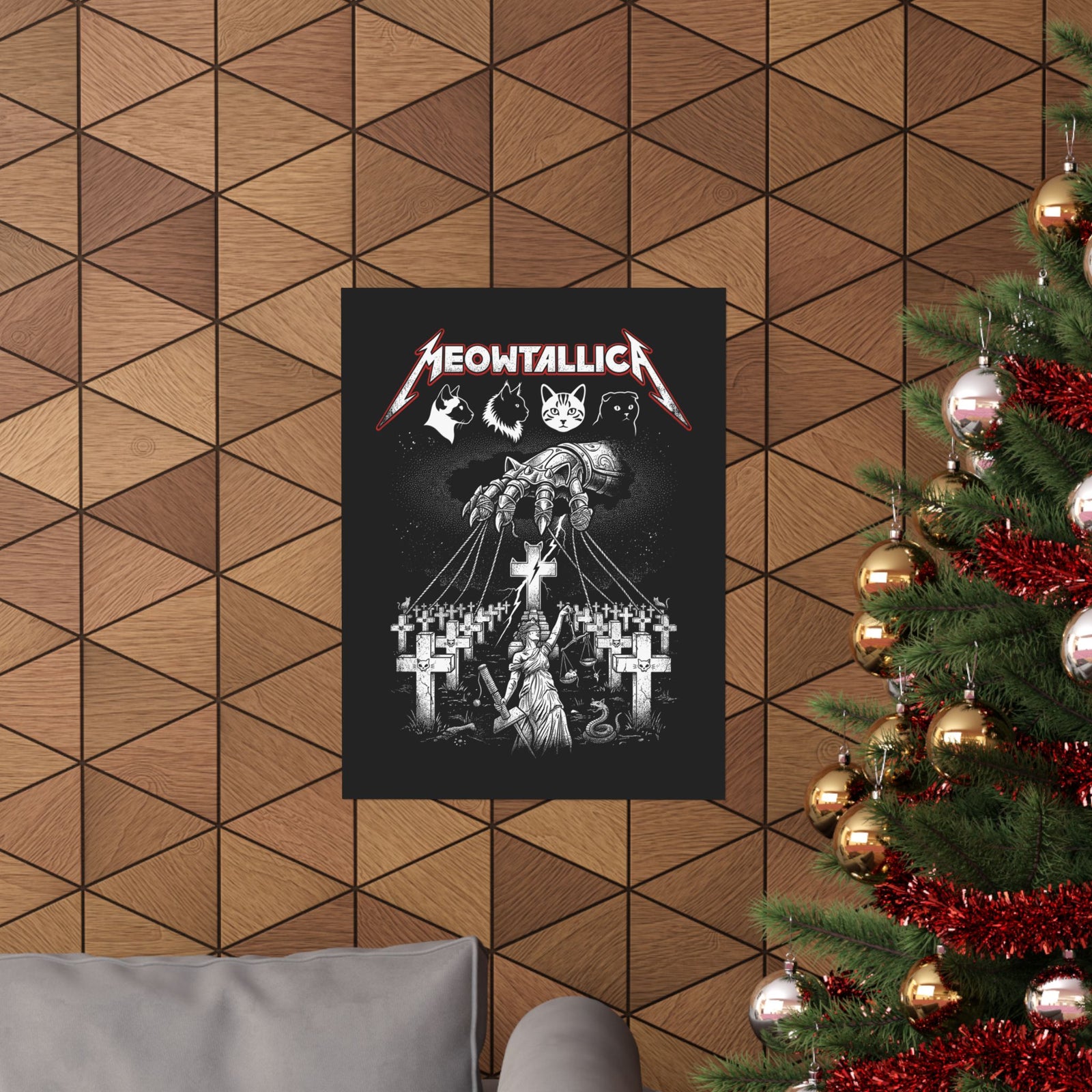Meowtallica Graphic Poster — Metal Cat Band Poster